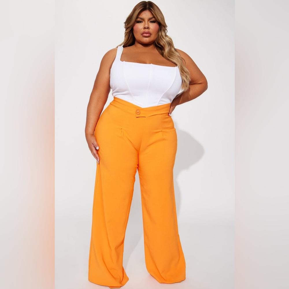 Vibrant Orange Wide-Leg Pants
